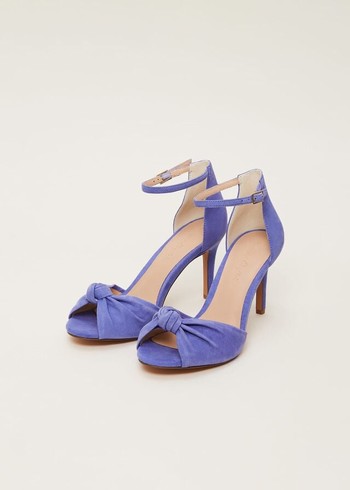 Phase Eight Blue Suede Open Toe Heels Blue USA | 8076451-HZ